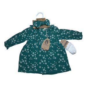 NWT Green Floral Baby Dress Set 2T